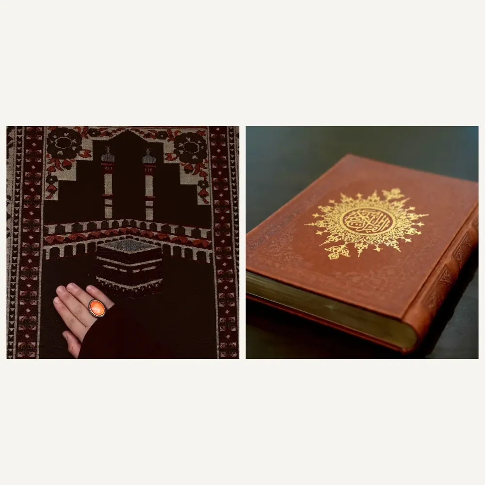 Kâbe Temalı Hediye Seti 2 Parça (Seccade ve Kur'an-ı Kerim)