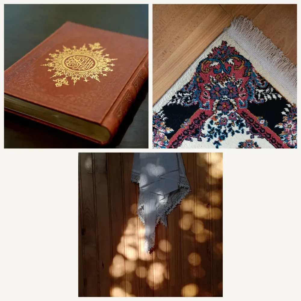Namaz Seti Çeyizlik – Kadife Sandıklı Kur'an Seti (Seccade ve Namaz Örtülü)